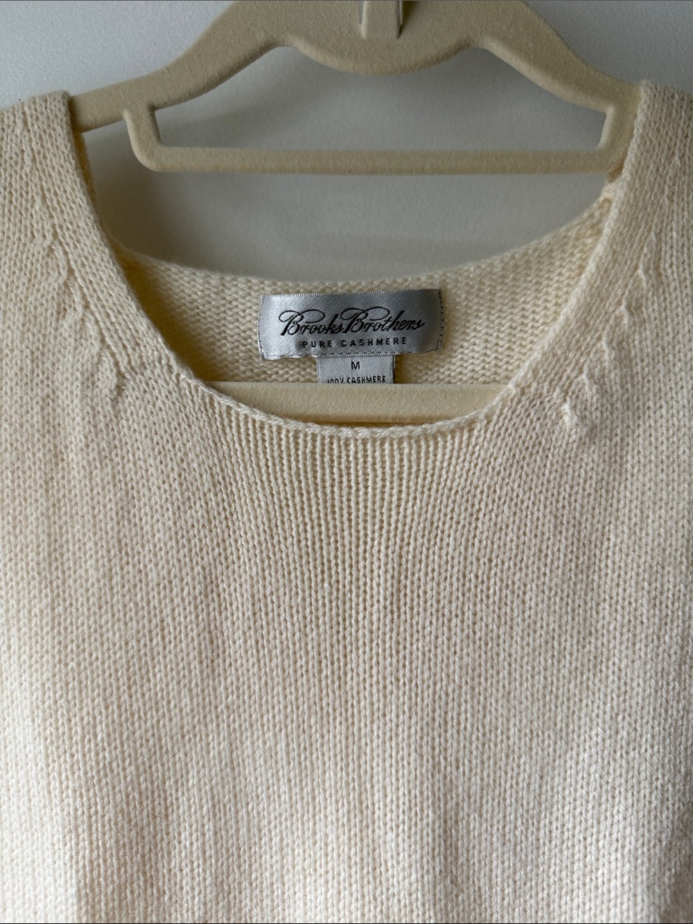 Brooks Brothers Cream Crewneck Cashmere Sweater